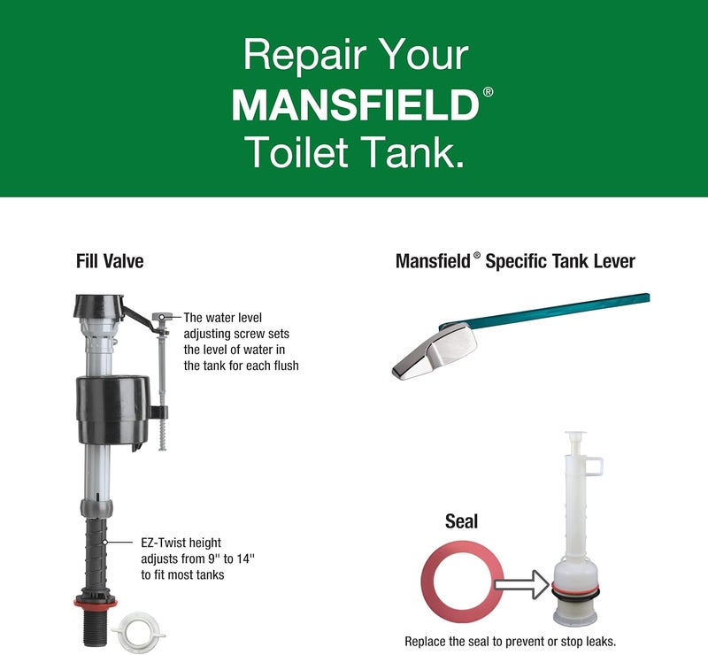 Fluidmaster K-400A-023 Mansfield Toilet Fill Valve and Flush Valve Seal Repair Kit - Image 5